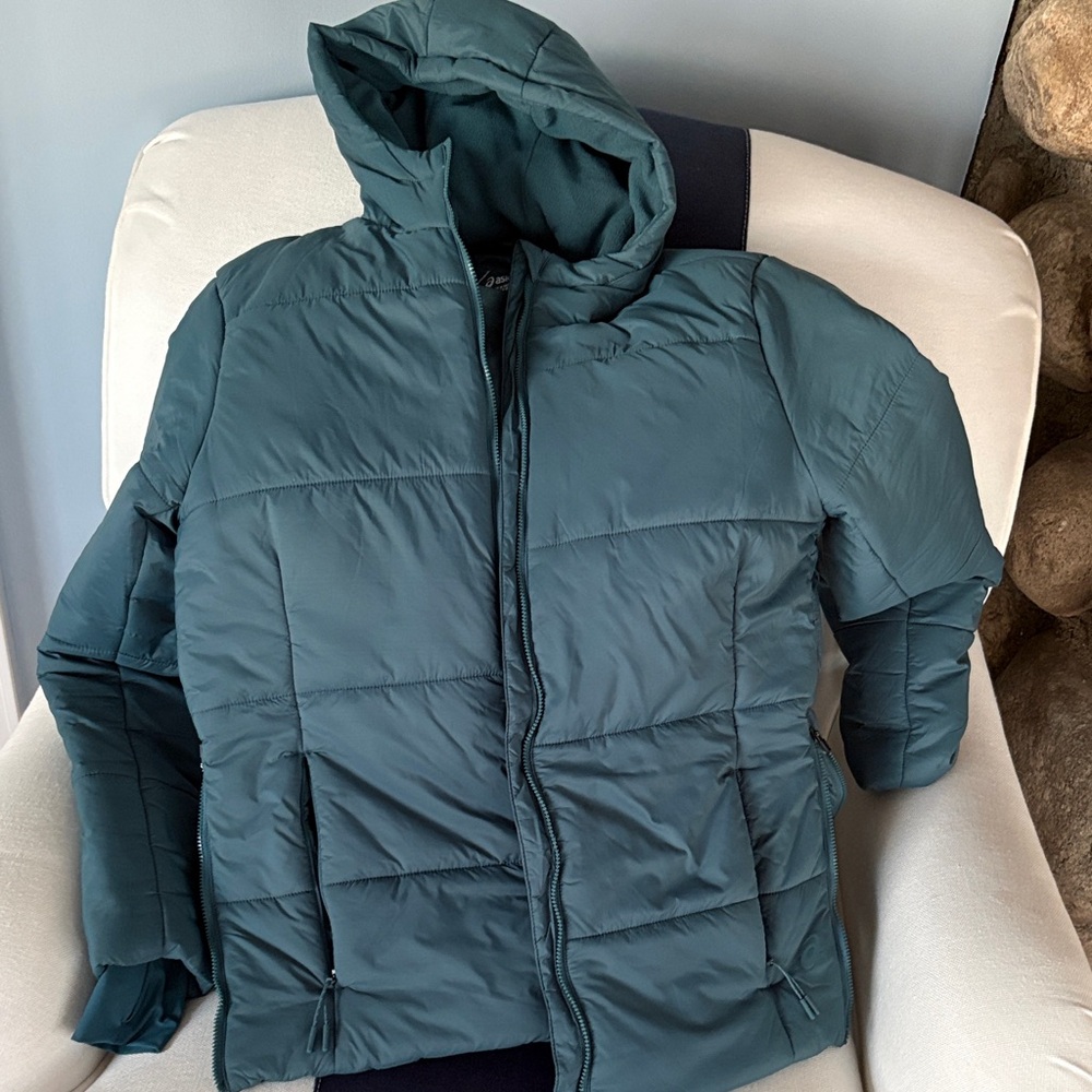 Asics Teal Hooded Puffer Jacket